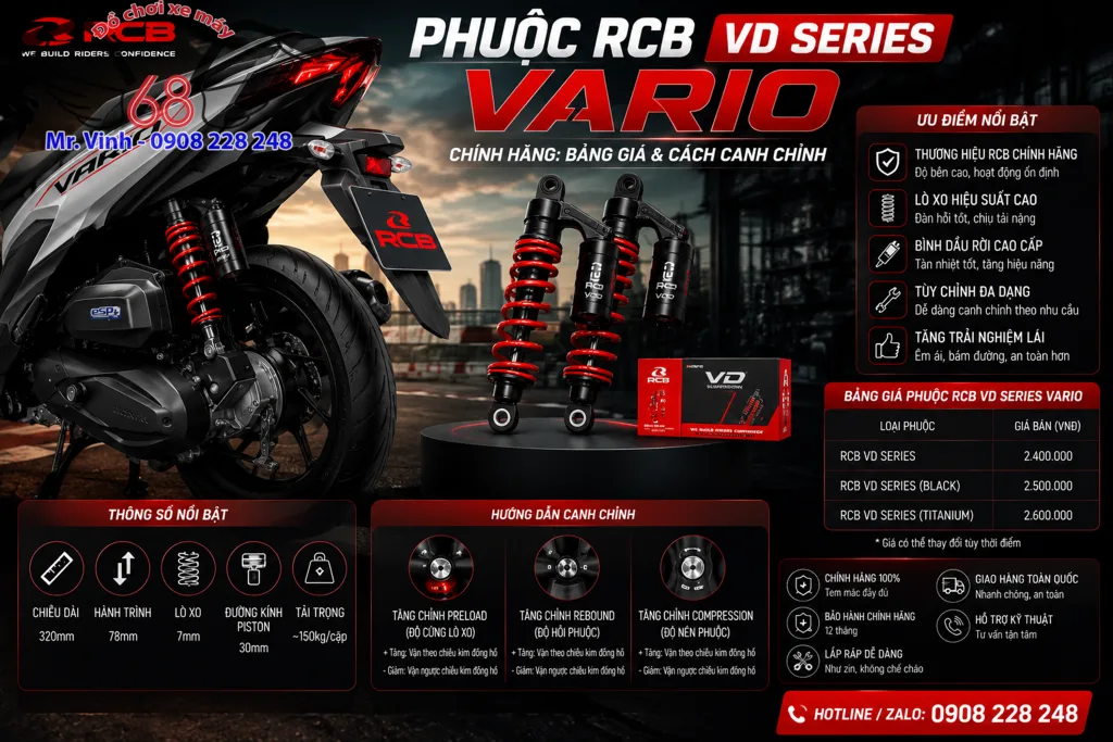 Đô phuộc RCB cho xe vario