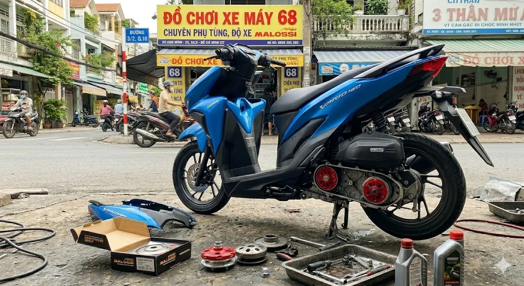 canh chỉnh và lắp đặt bộ nồi Malossi